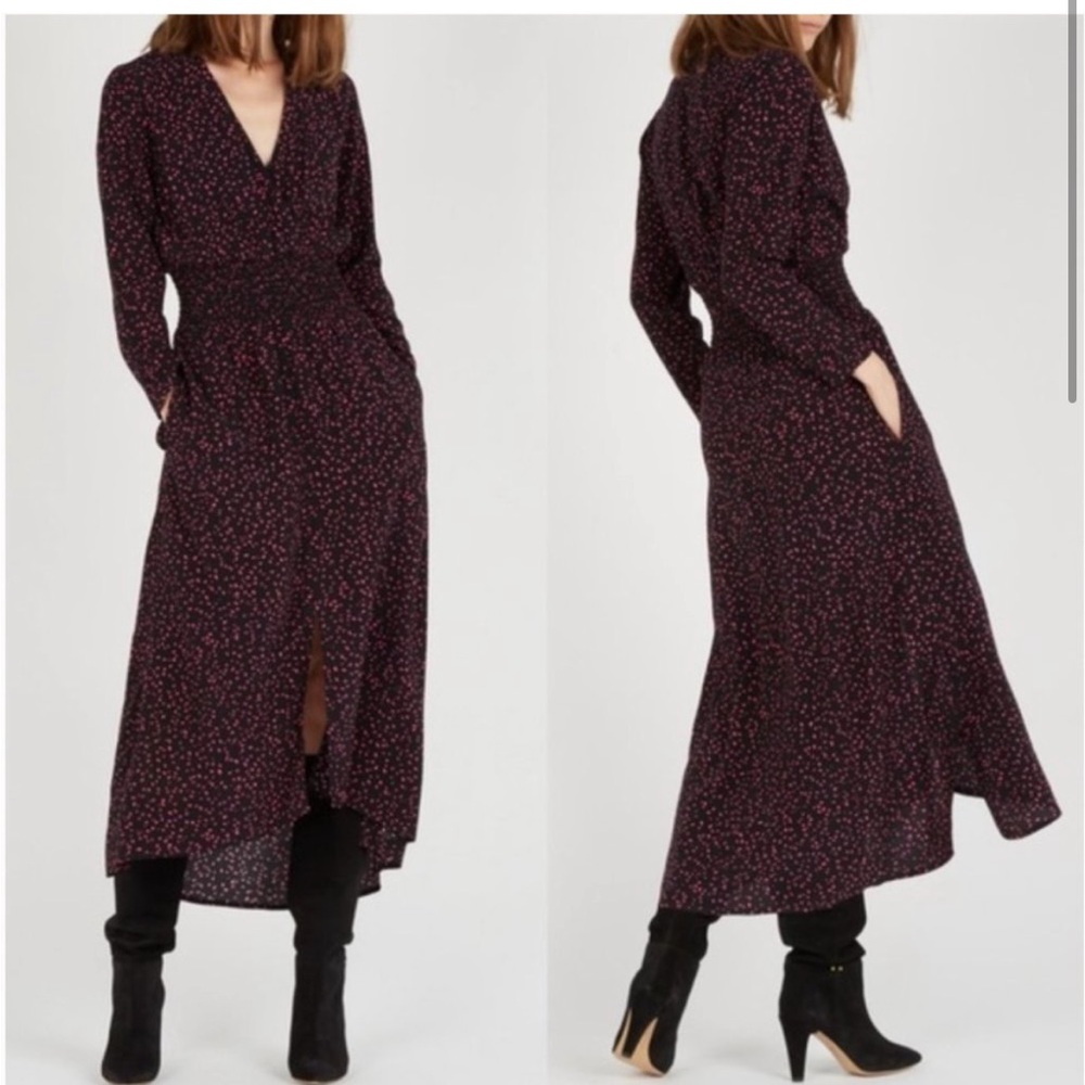 Maje Black and Pink Midi Dress